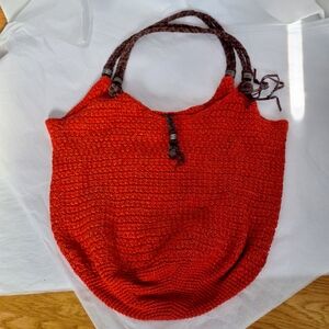 Sakroots Crochet Tangerine Orange Large Hobo Bag Like NEW